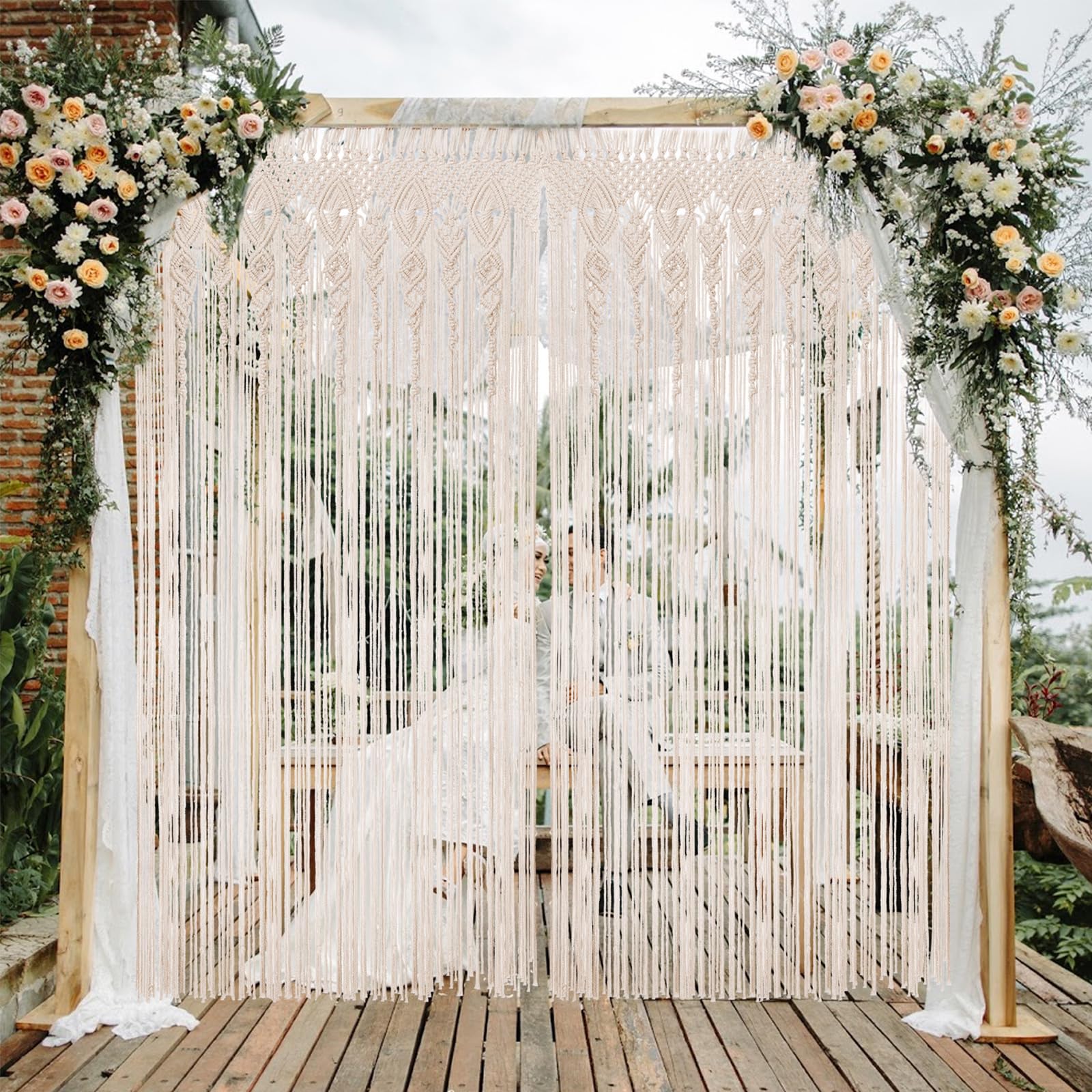 Boho Macrame Door Curtain - 79"L X 35"W Handmade Cotton Window Hanging, Room Divider, Wedding Backdrop, Bohemian Wall Decor - View #11