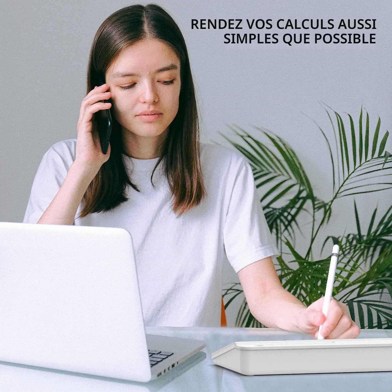 TOWON Tableau blanc de bureau en verre avec calculatrice de base, écran LCD à 12 chiffres, organiseurs de bureau avec accessoires pour bureau, maison, fournitures scolaires, rangement avec surface