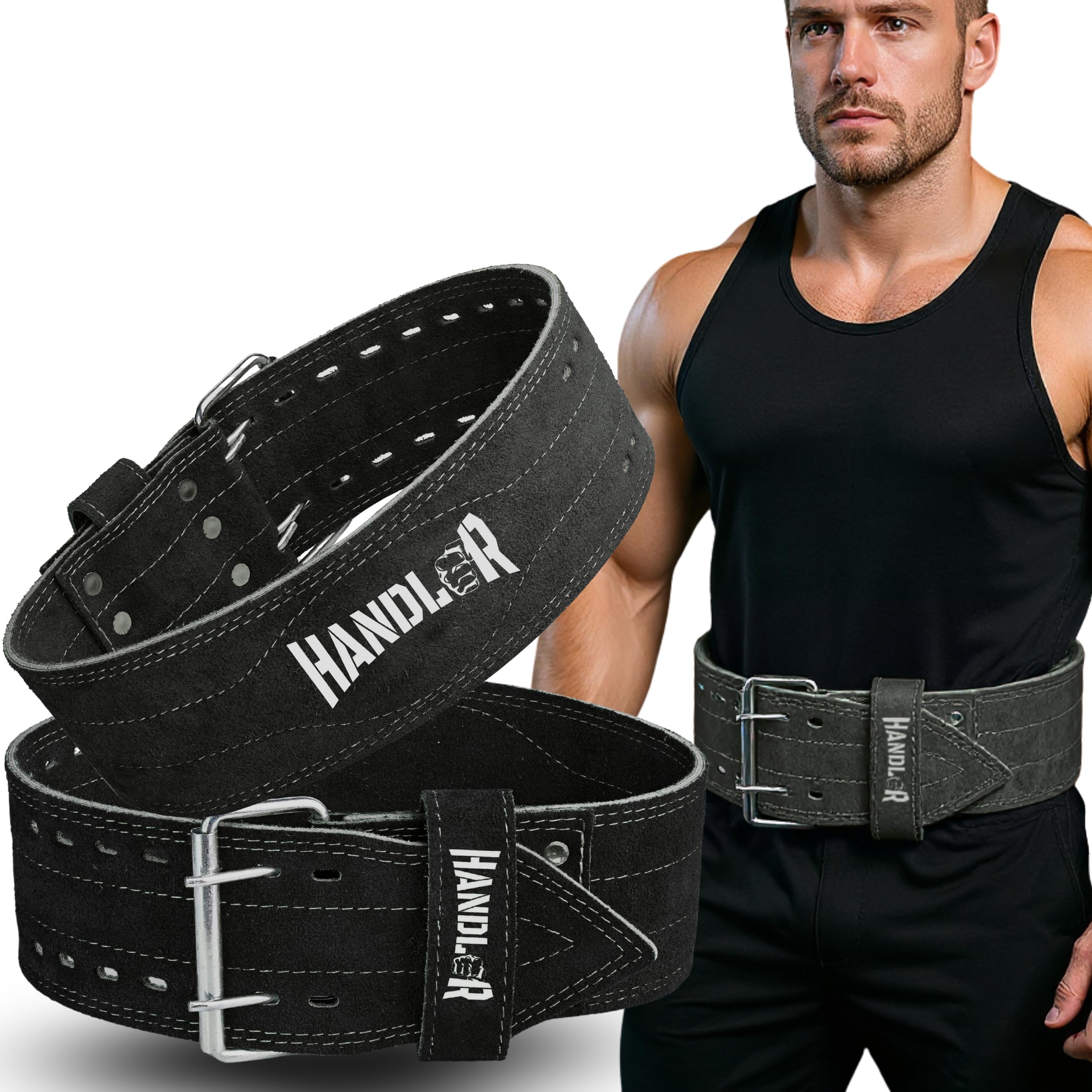 Handler 100 percent all Leather Powerlifting Gym Belt- 5.5 mm | Weight Lifting Belt for Heavy Workout for Men & Women | Professional Heavy Weight Lifting (Black, Medium)-picture-14