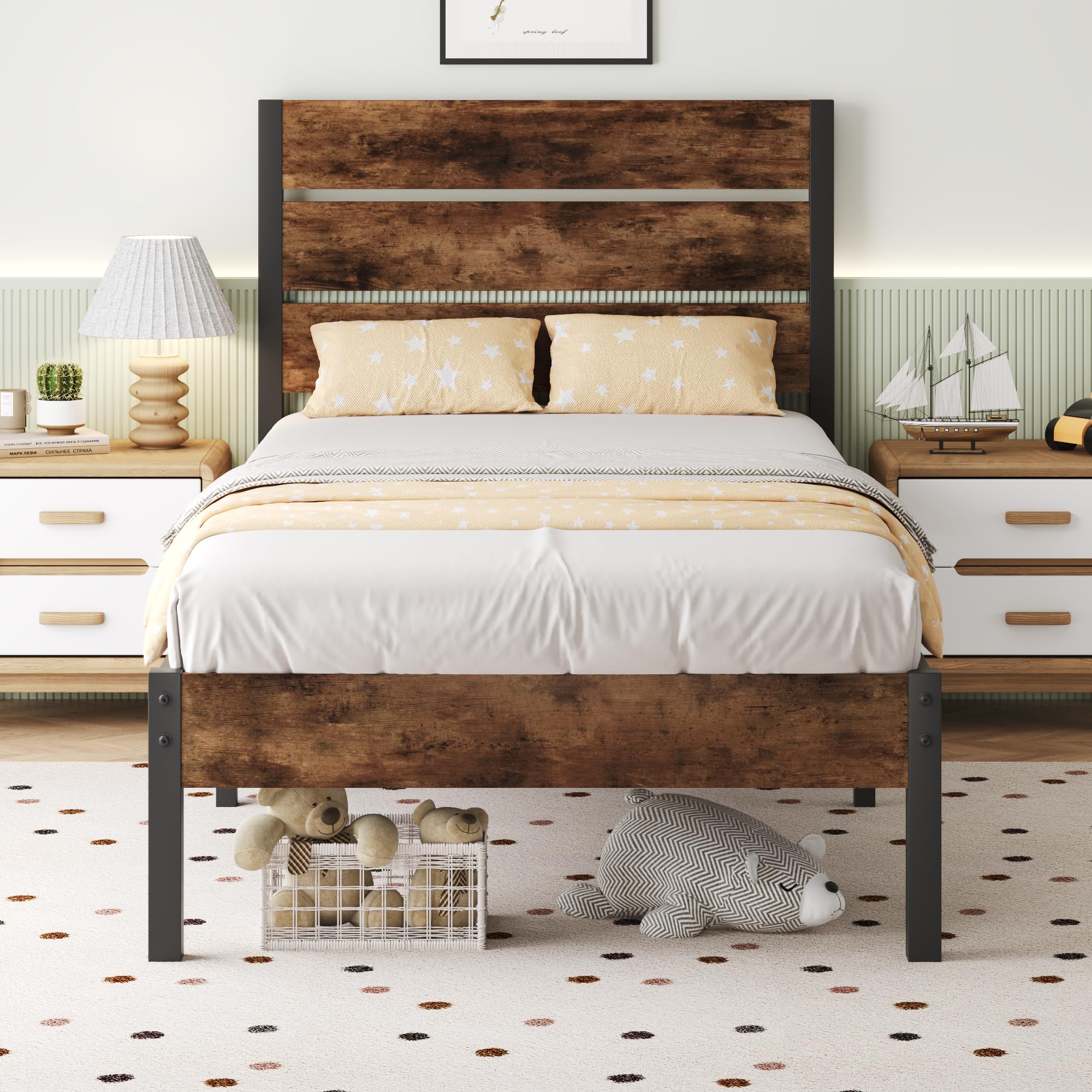 Amazon.com: Lifezone Twin Bed Frame with Headboard and Footboard