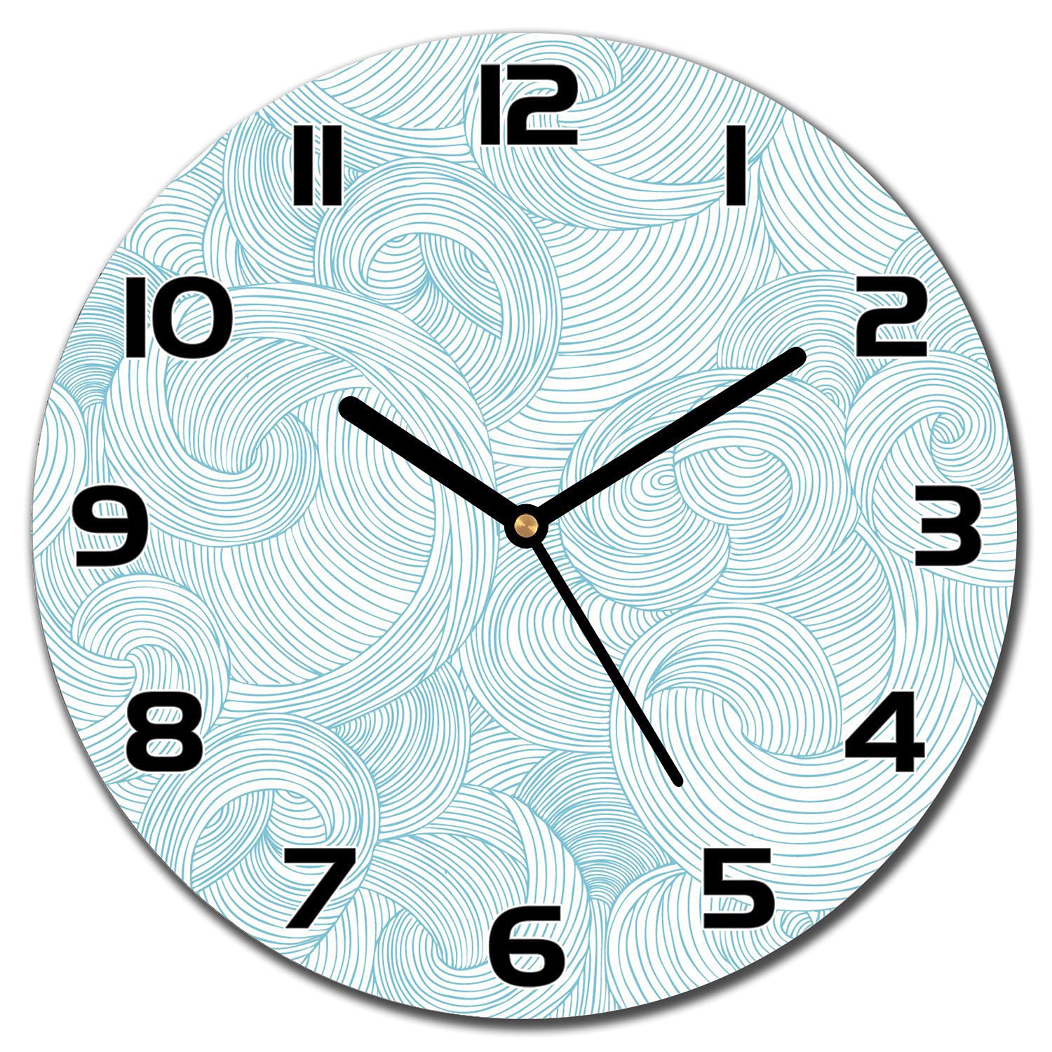 Horloge en verre vagues japonaises pour cuisine et salon moderne