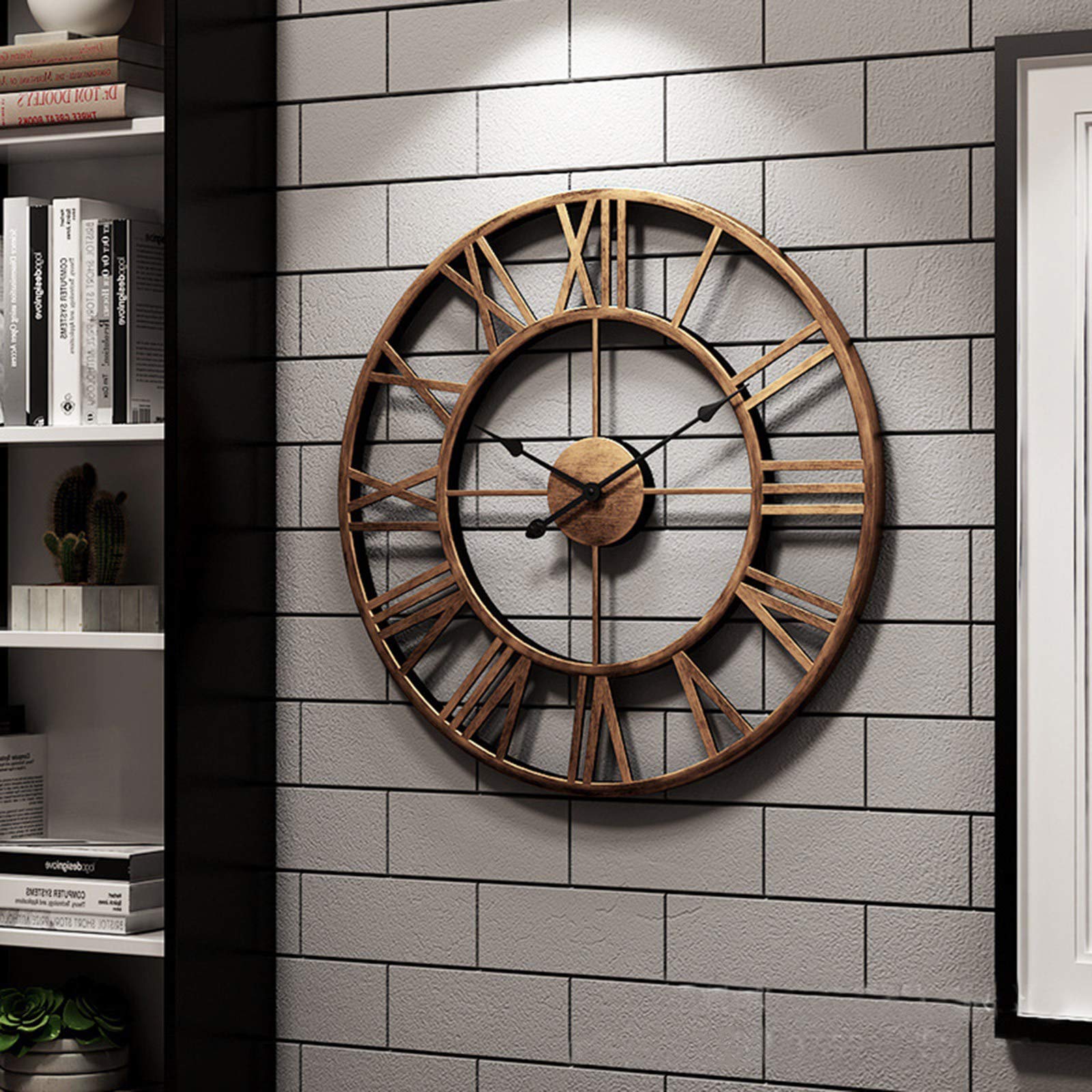 SaryEdge Wall Clock Modern Art Wall Clock Large European Industrial Vintage Clock with Roman Numerals, Retro Large Outdoor Metal Wall Clocks for Living Room Décor,40Cm Wall Decor-A-,A-50cm