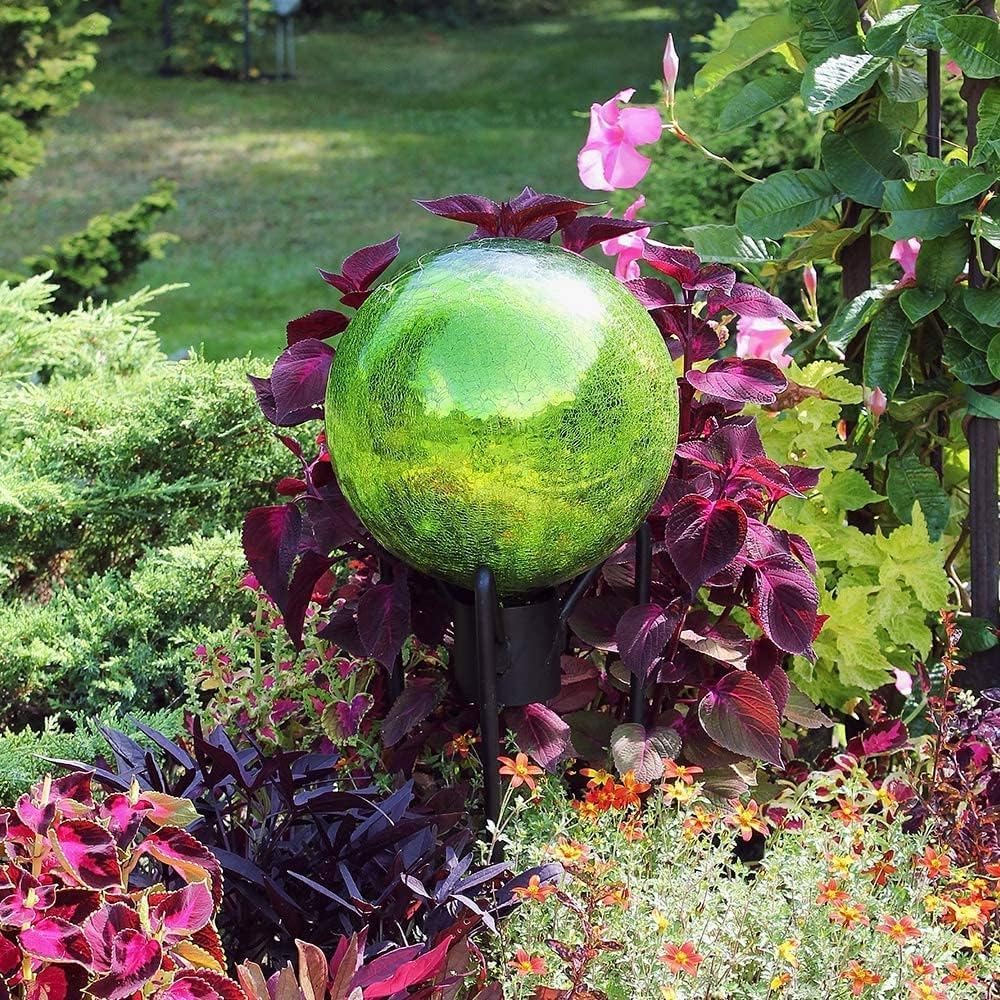 G10-FG-C Gazing, Fern Green 10 inch Glass Garden Globe Ball Sphere, 10