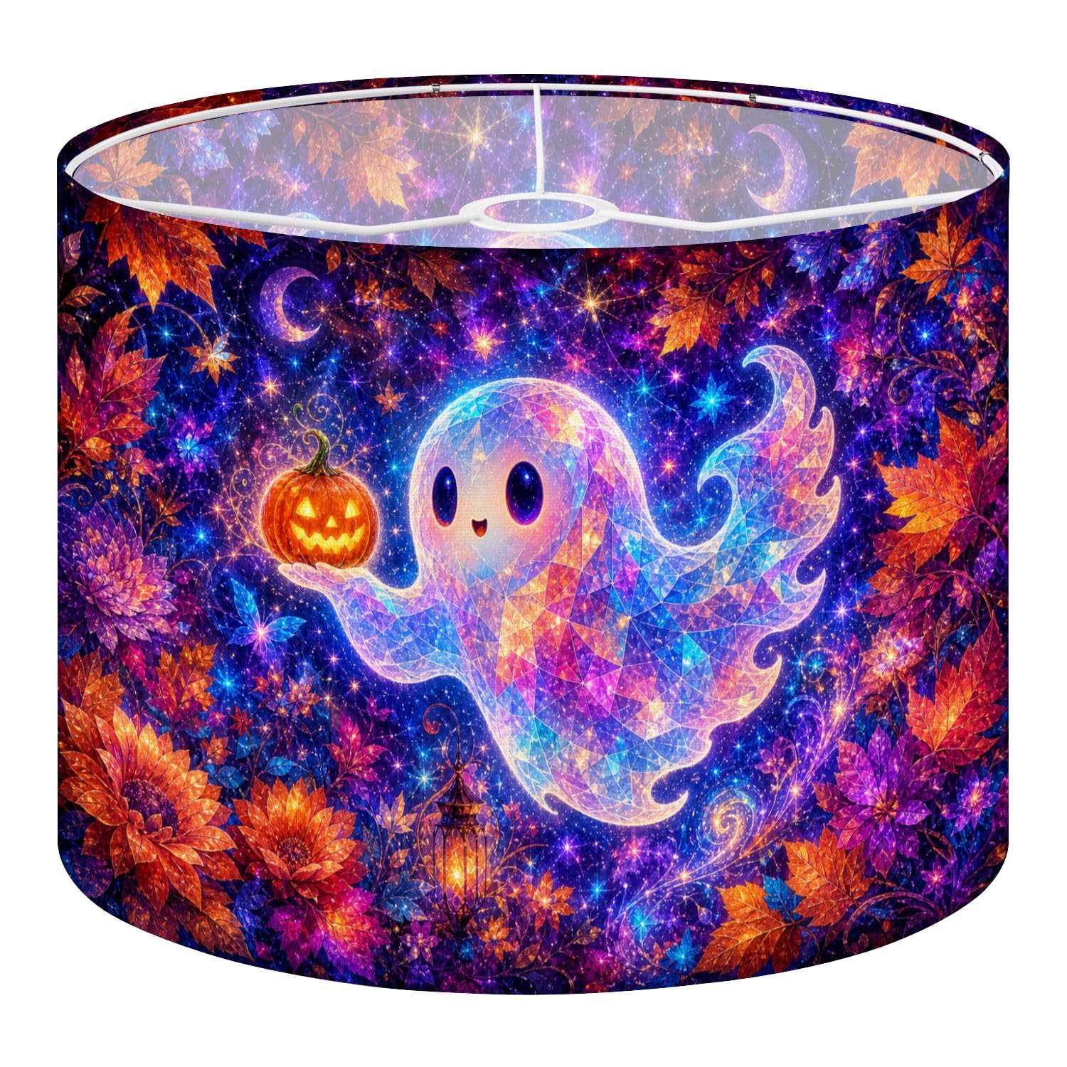 Deruinvaio Multi1 2Pcs 13In Lampshade Lamp Shade Colorful Halloween Ghost Pumpkin For Ceiling Light, Table Lamp Floor Lamp Easy Assembly Replacement Light Shade