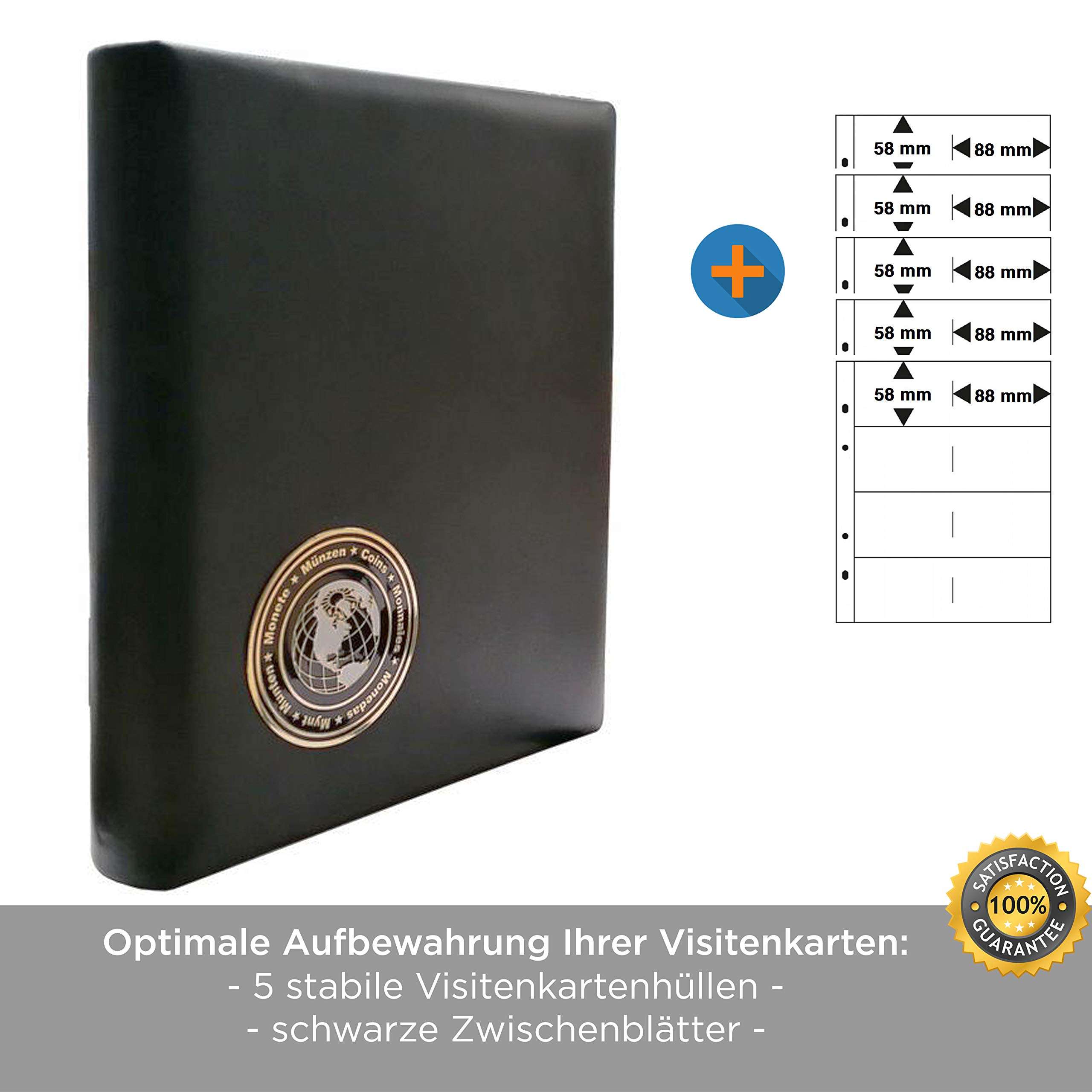 Safe 7571 Visit World - Tarjetero, Porta Tarjetas, Funda para 80 tarjetas de visita (piel), color negro