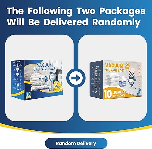 Miniatura 7 de 10 bolsas de sellado al vacío jumbo con bomba de mano, bolsas de almacenamiento al vacío, bolsas ahorradoras de espacio para edredones, mantas, ropa