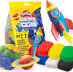 Argila seca a ar da marca Play-Doh, 6 cores vibrantes de argila, argila de modelagem macia e ultra leve para crianças, moldável, pintável, sem quebras
