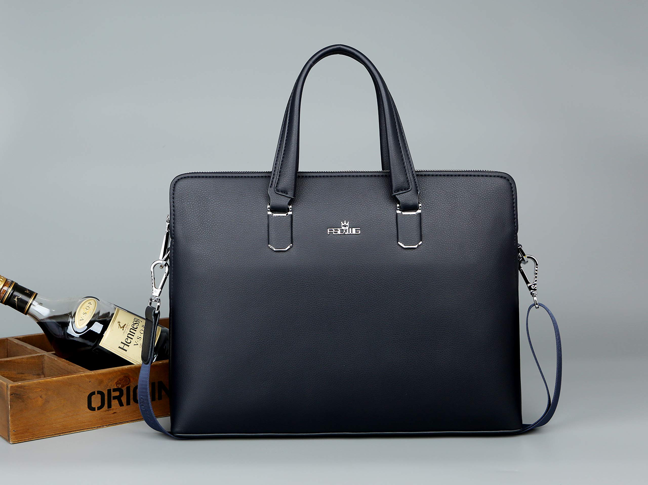 FSD.WG Herren Business Tasche,Wasserdichte Leder Aktentasche,Schulter Laptop Business Tasche für Business,Schule,Reisen,Abnehmbar…