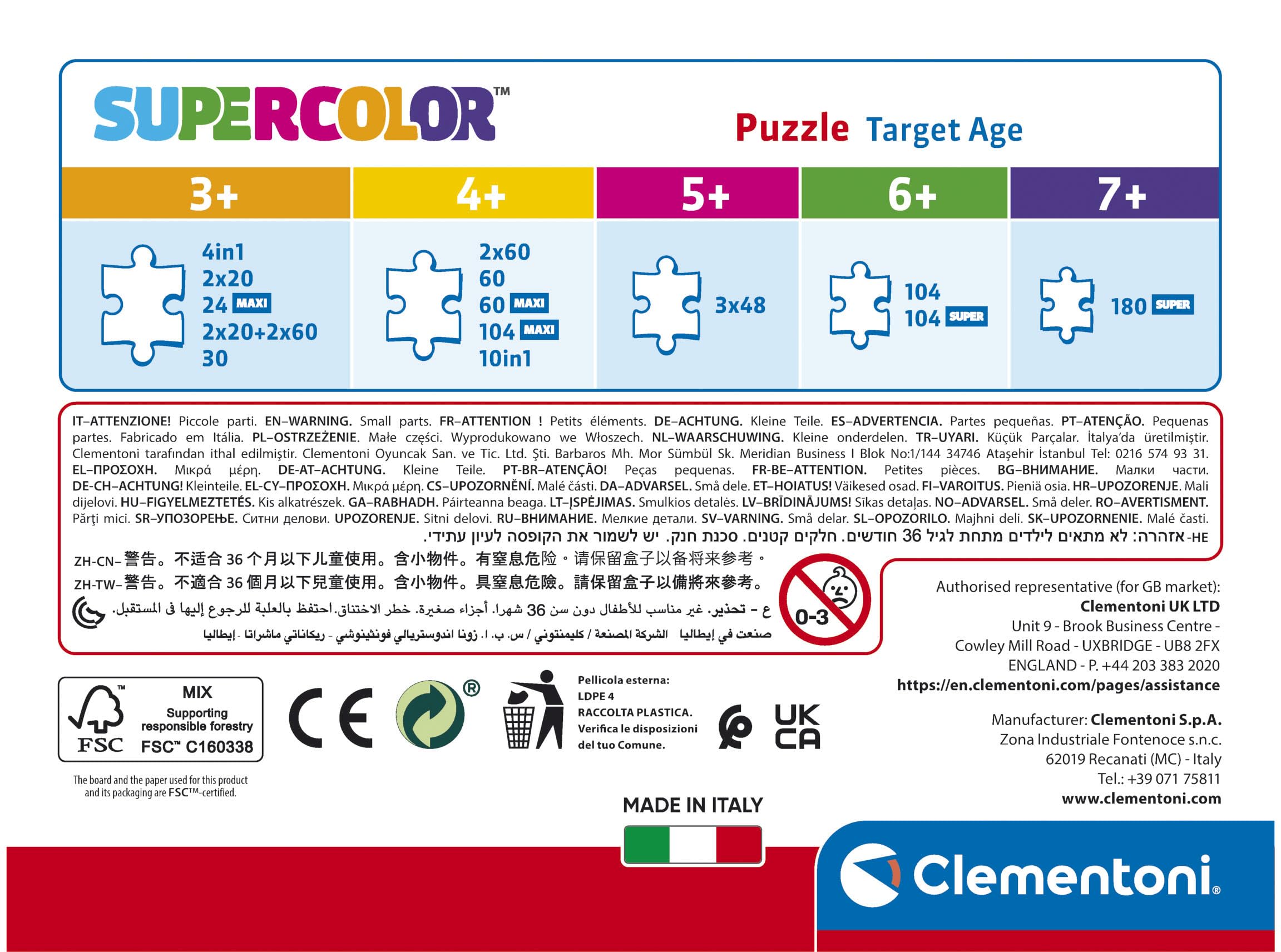 Clementoni Supercolor Puzzle 3x48 Pezzi – Dinosauri, Per Bambini 4+ Anni, Made In Italy, 3 Puzzle Da 48 Pezzi