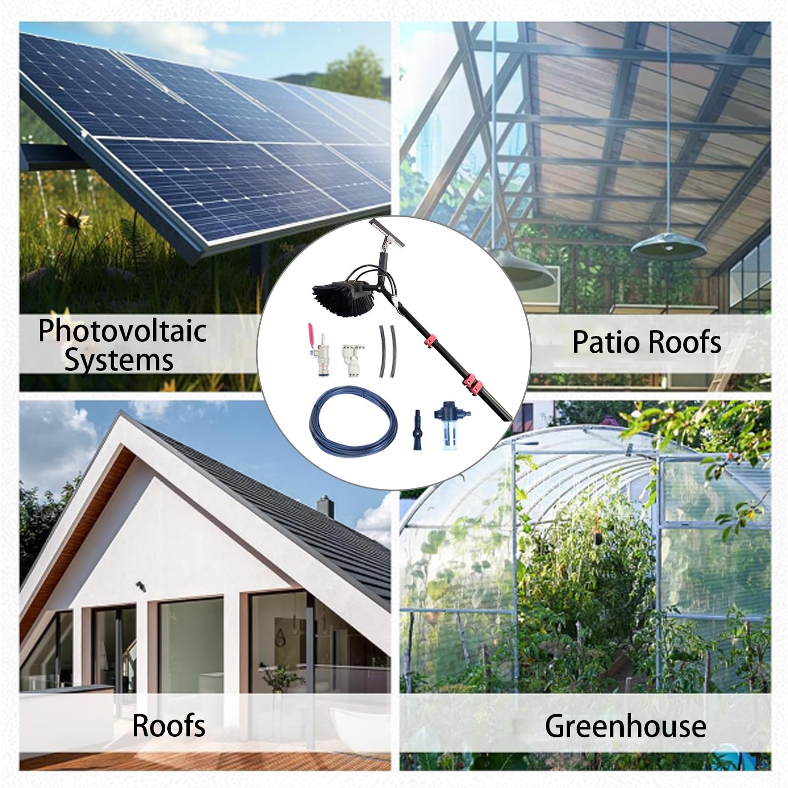 Limpia Placas Solares, Escoba TelescóPica para Limpieza hasta 3.6-12 M, Limpia Vidrios, Cepillo Multiusos con Rociador De Agua Y Raspador Lavado Ventanas,Camiones 12m(39.3ft)