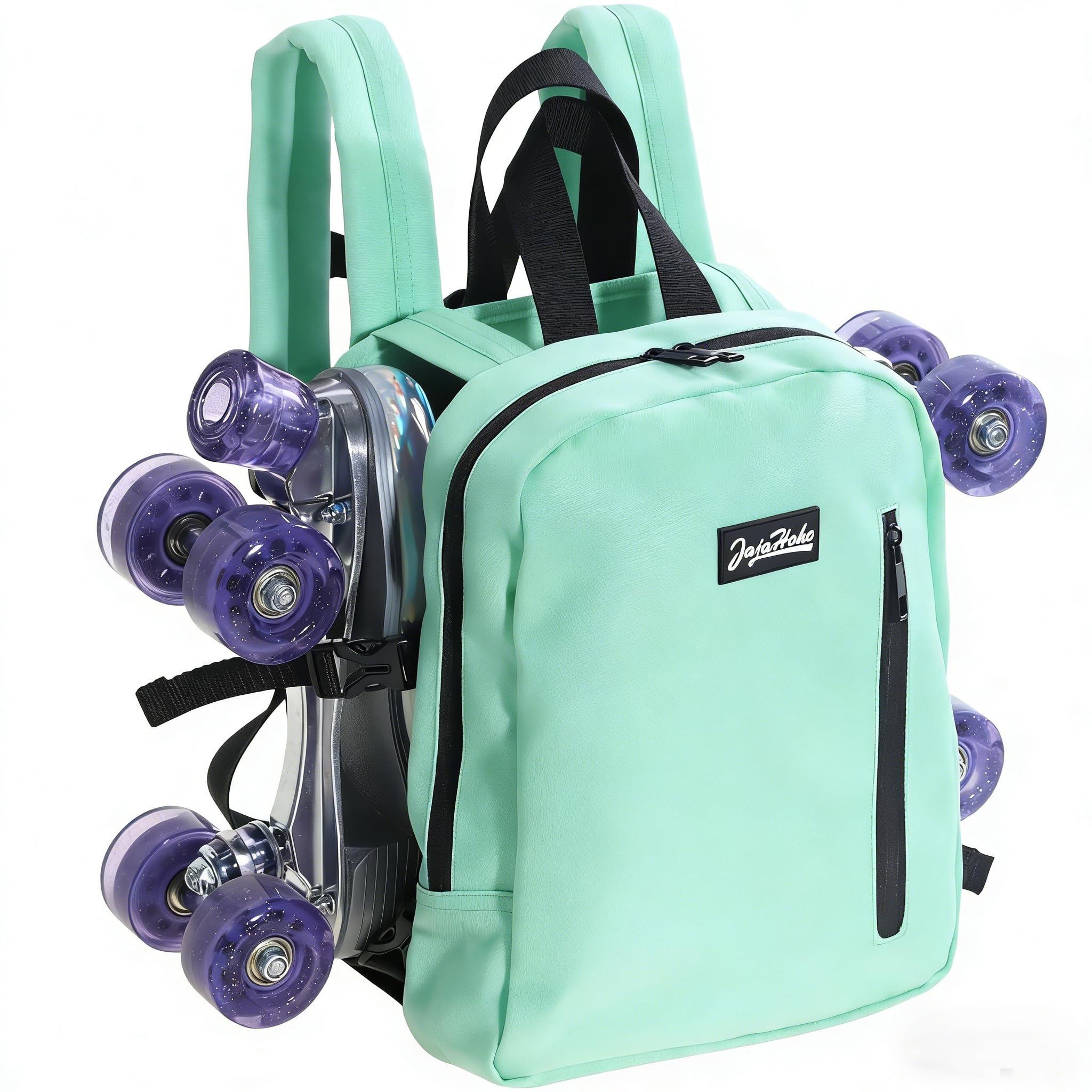 JajaHoho Roller skates bags for Women Men, Multi-functional Sports Backpack for Rollerskates, Ice skates, Inline skates, Skate Gear Storage, Durable and Stylish, 11 x 9 x 3 inches (Mint Green)