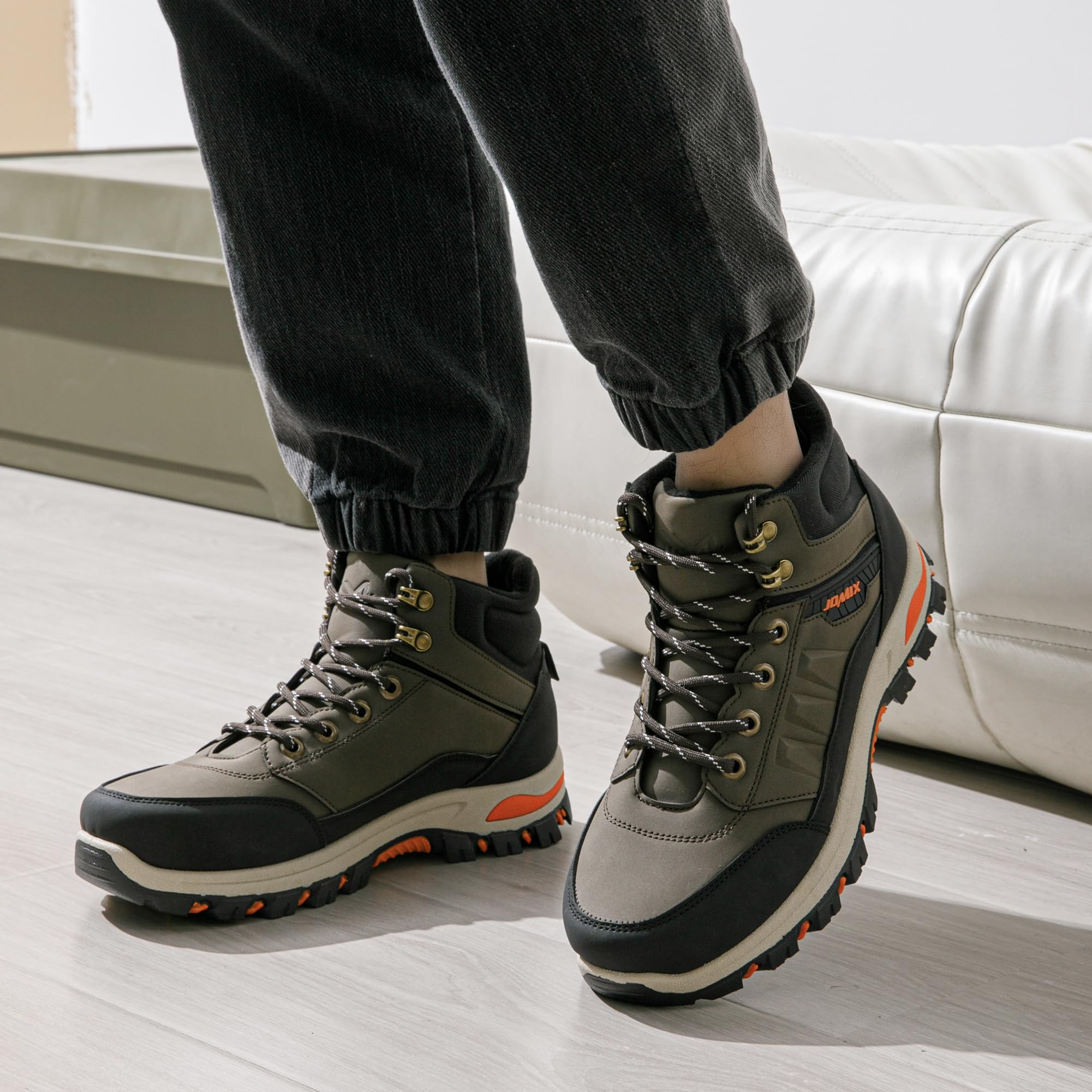 JOMIX Scarpe Trekking Uomo Invernali Antiscivolo Scarponcini da Montagna Hiking Outdoor Leggeri e Resistenti Scarpe Uomo Caviglia Alta per Escursionismo Campeggio e Casual