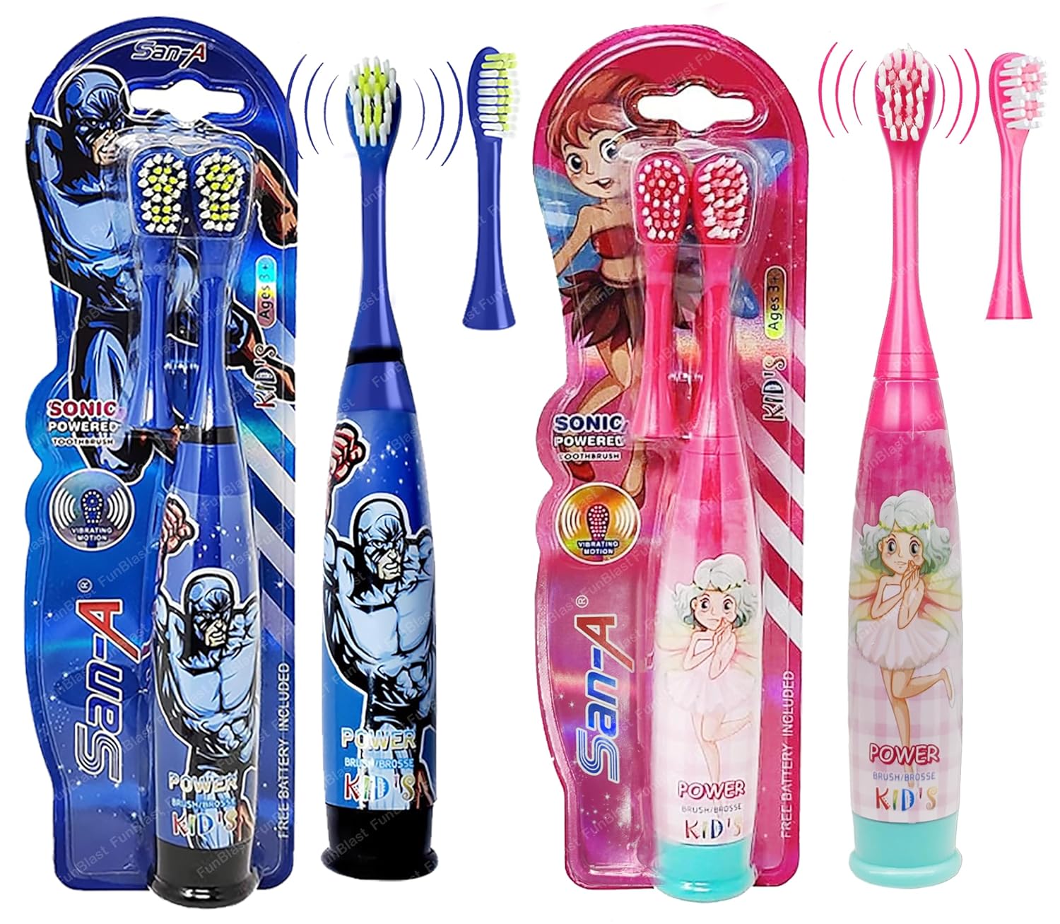 FunBlast Cartoon Electric Toothbrushes for Kids Vibrating Motion