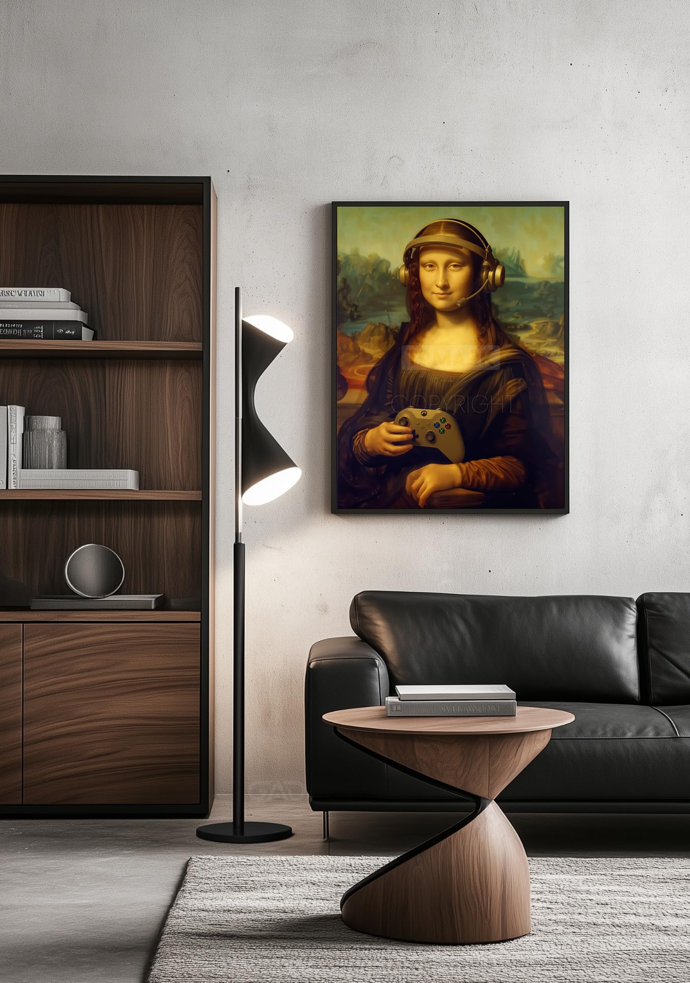 Poster Joconde Gaming, Leonardo De Vinci (cornice non fornita) Parodia Mona Lisa, tema Geek Playstation Xbbox, umorismo, decorazione da parete divertente, poster gamer umor rigolo (30 x 40 cm / 12 x