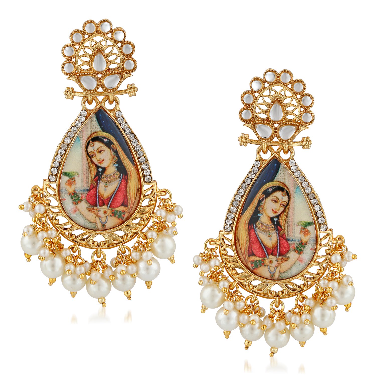 MEENAZ Gold Pearl Jhumka Earrings for Women (B07MKDBT93) Amazon Price History, Amazon Price Tracker