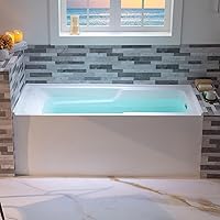 Vista 1 de WOODBRIDGE Bañera rectangular de acrílico de 60 pulgadas en blanco con drenaje derecho, drenaje desplegable de níquel cepillado incluido BA6030R