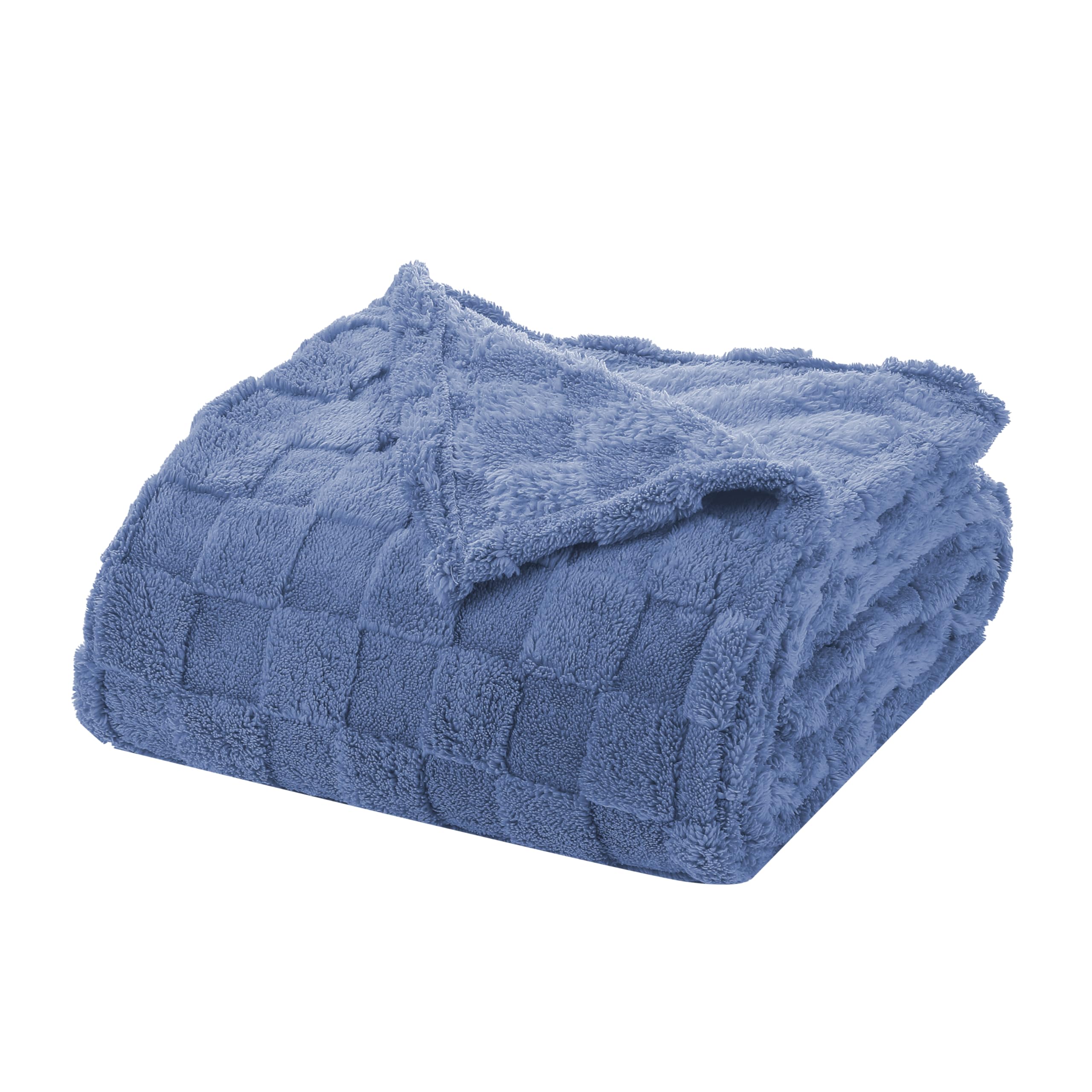 Centhermy Soft Double-sided Jacquard Comfort Fleece Blanket 200x150cm, Warm & Skin-Friendly Double Size Checkerboard Pattern Blanket for Sofa, Bed or Office, Machine Washable, Blue โ image 1