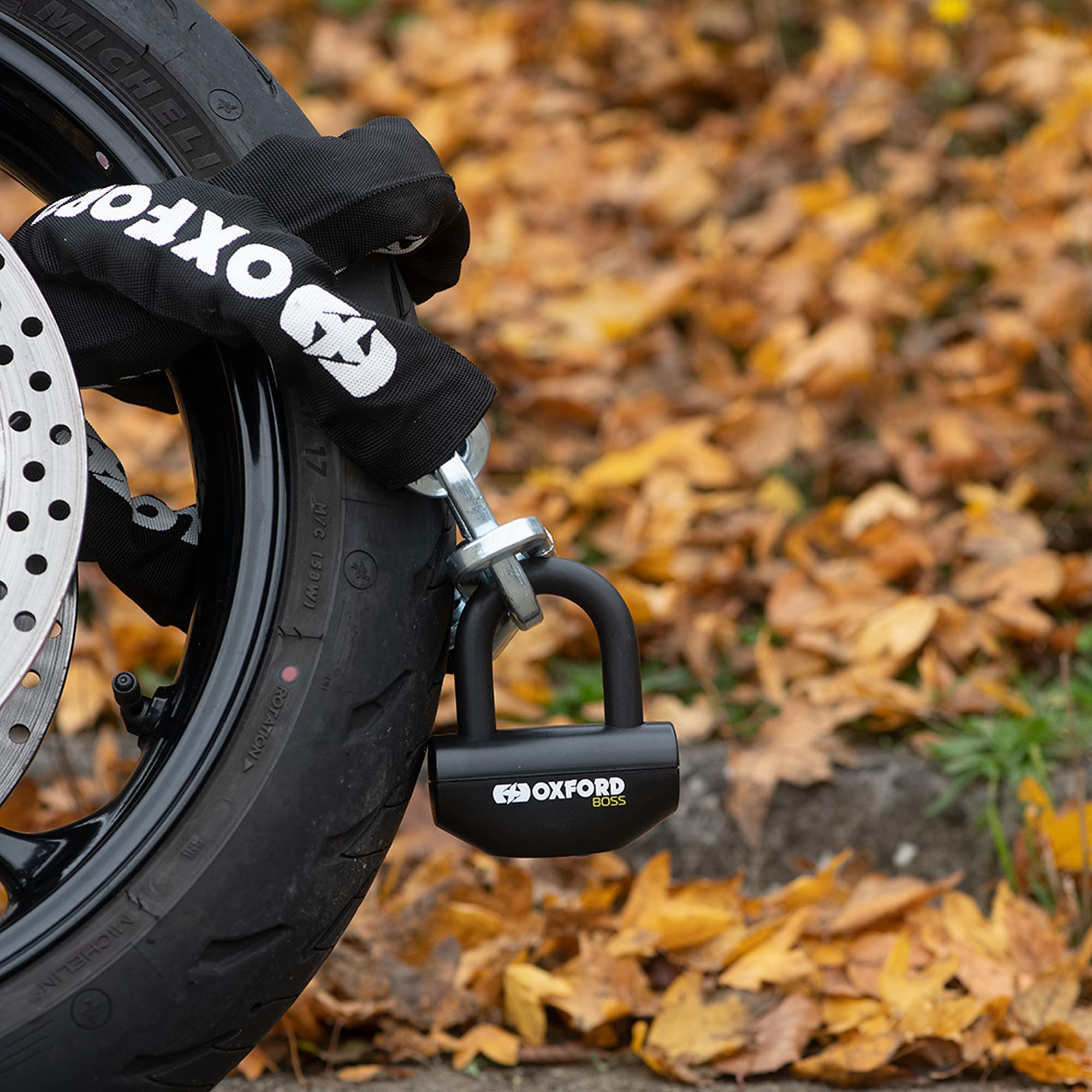 Oxford Boss Robuste Motorradkette und Schloss, 1,2 m