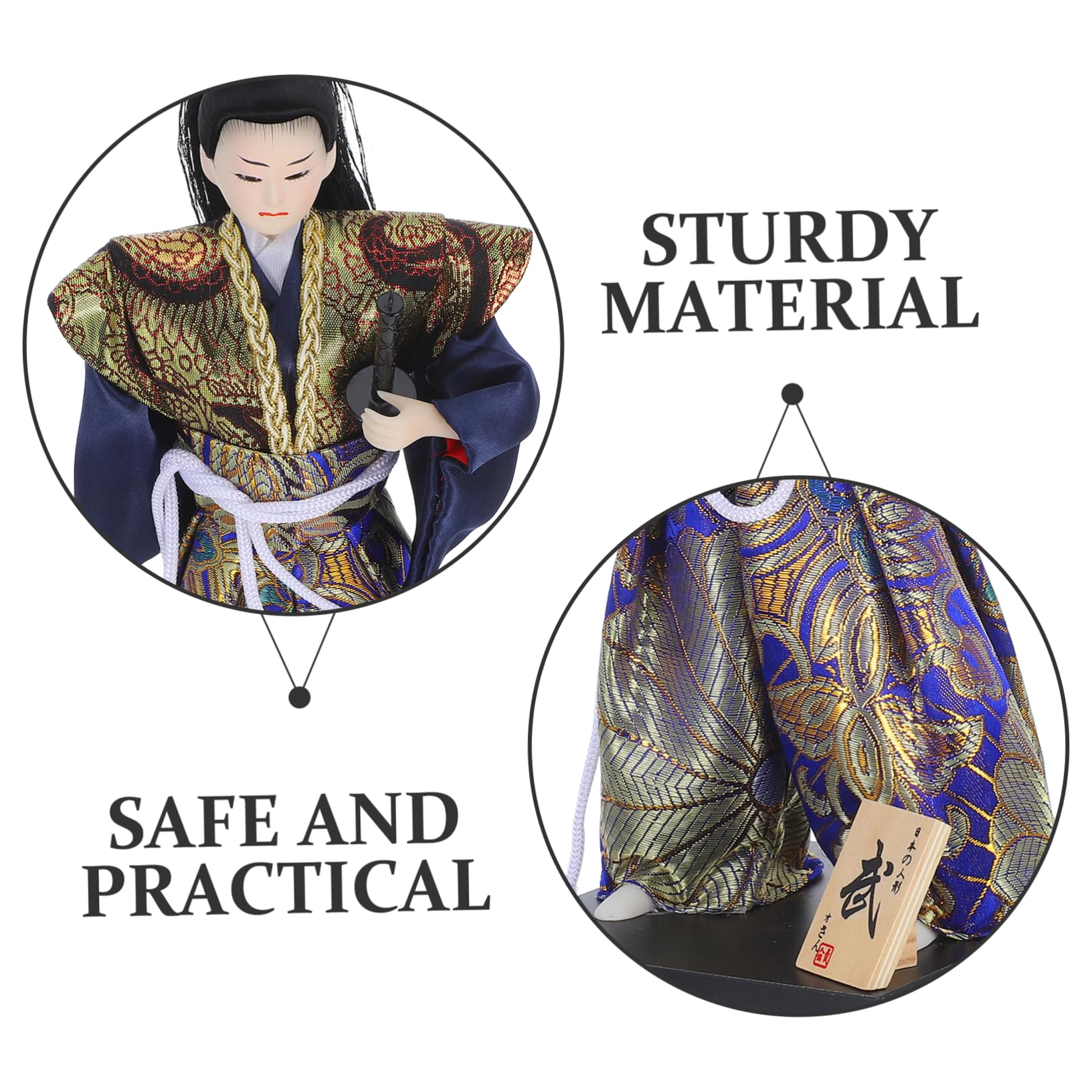 Garneck Figura Samurái Japonesa Coleccionable Kimono Tradicional Escultura Guerrero Asiático para Decoración de Estanterías y Hogar Muñeco Japonés Cultural para Oficina y Sala