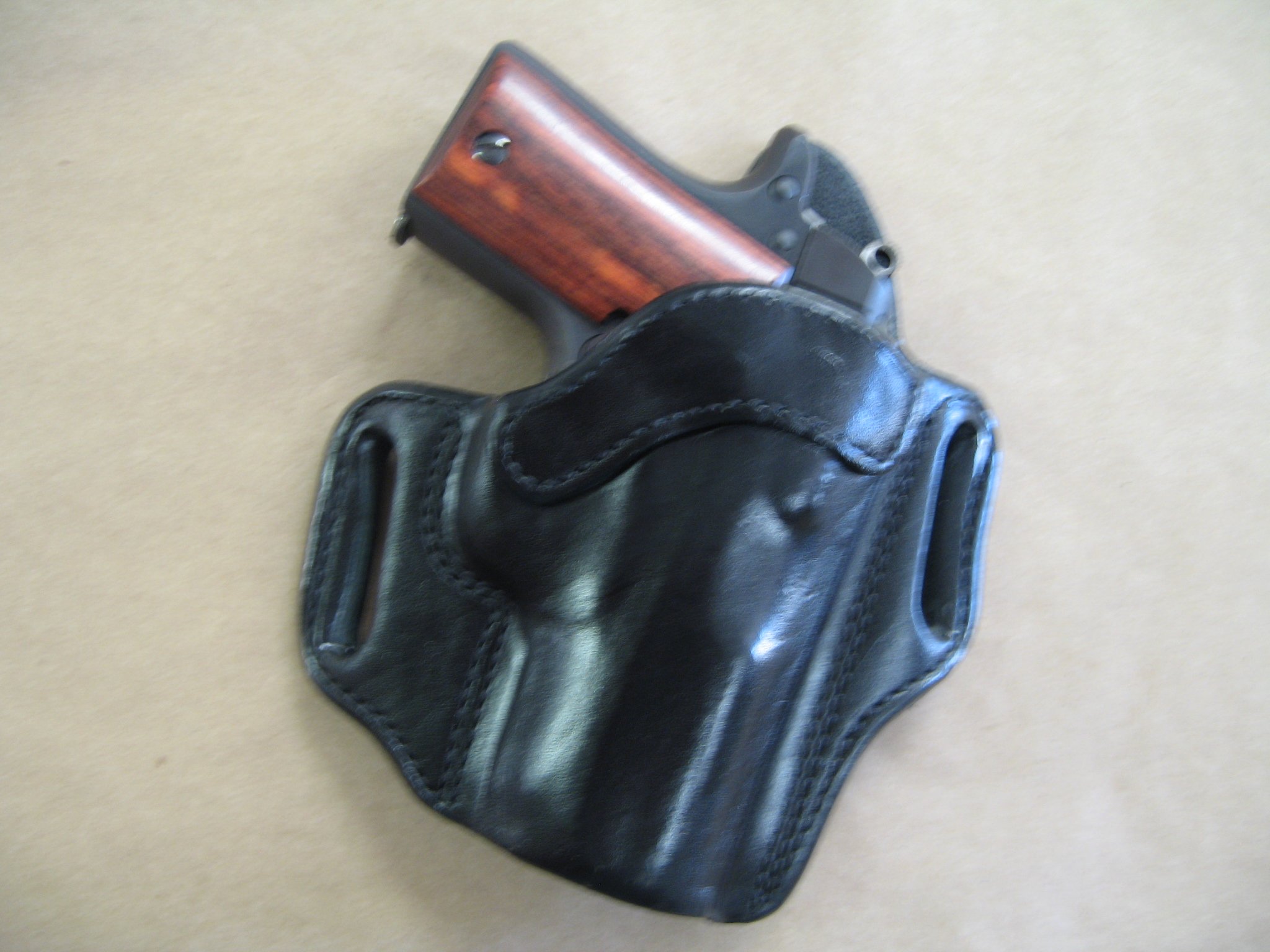 Azula OWB Leather 2 Slot Molded Pancake Belt Holster for Kimber Micro 9 9mm CCW Black RH
