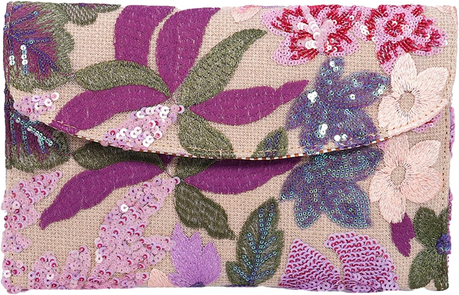 Sequin Embroidered Floral Clutch Purse Women Summer Beaded Blue Envelope Bag Wedding Evening Events Party