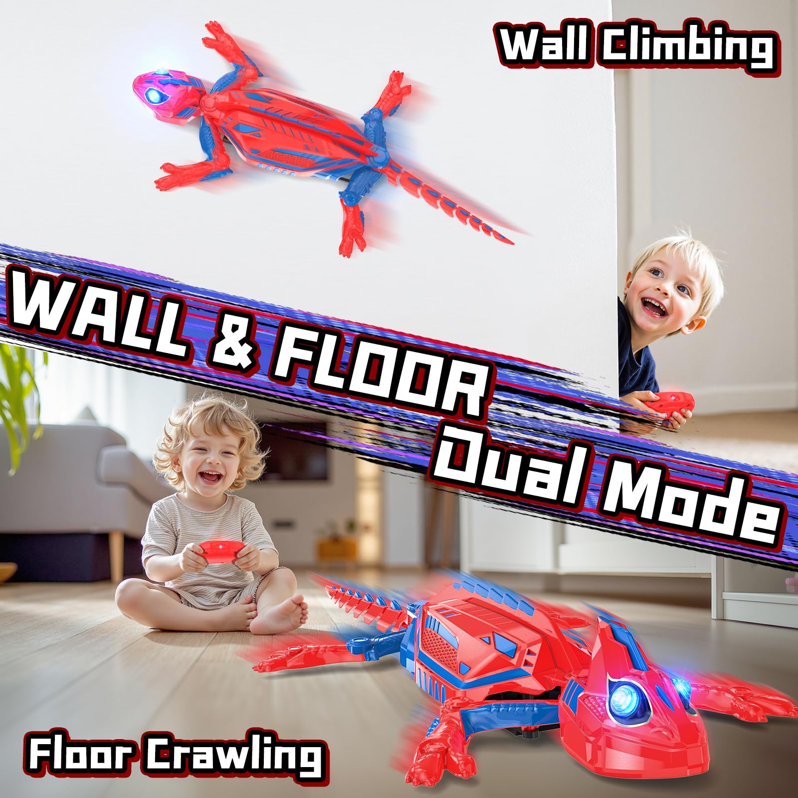 Geco Telecomandato, Spider Lucertola Radiocomandato Che va Sui Muri Giocattolo Animali con occhi a LED Giochi Bambini 3 4 5 6 7 8 9 10+ Anni Gioco Educativi Regalo Compleanno Natale Bimbi Ragazzi