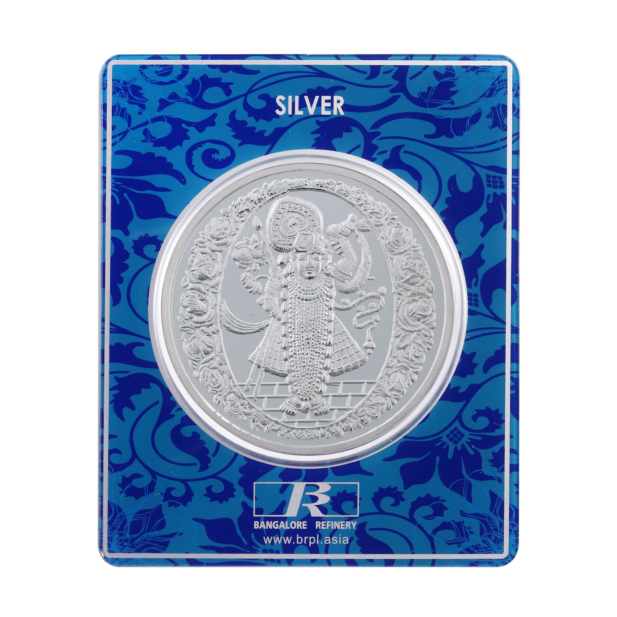 Bangalore Refinery 999 Purity Lord Shrinath ji Silver Coin 100 Gram