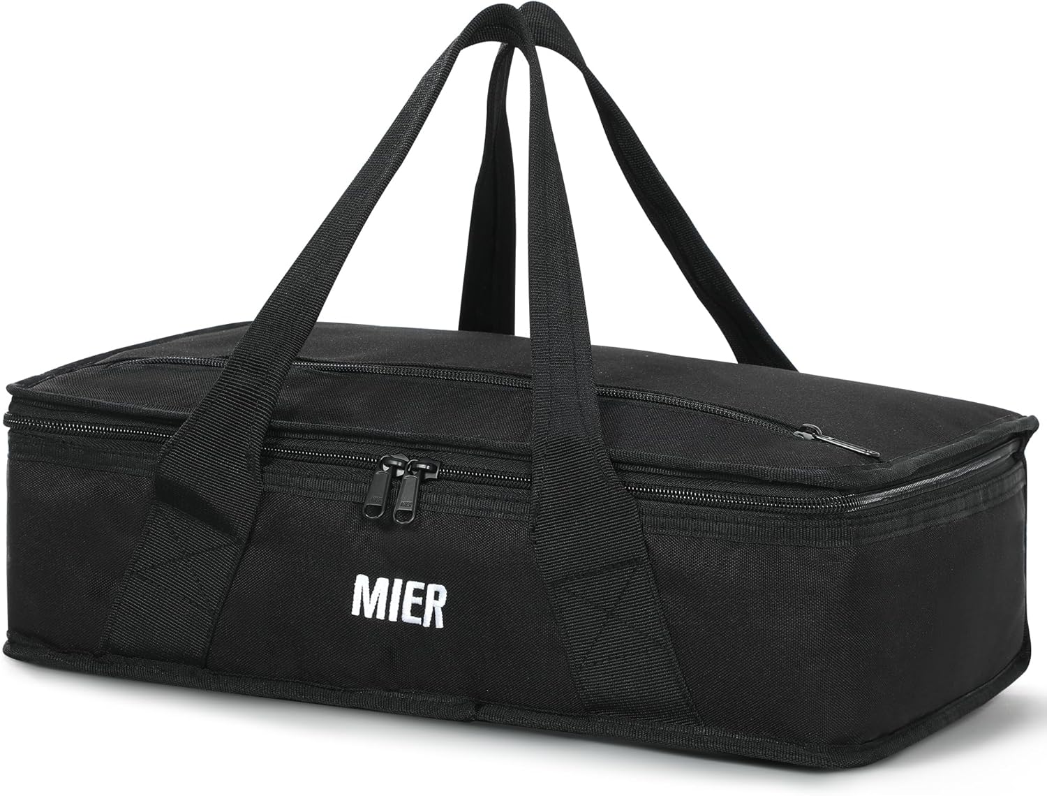 MIER Insulated Casserole Carrier for Hot or Cold Food Thermal Food Carrier Bag for Lasagna Potluck Parties Picnic Cookouts, Fits 9"x13" Baking Dish/Foil Pan, Black