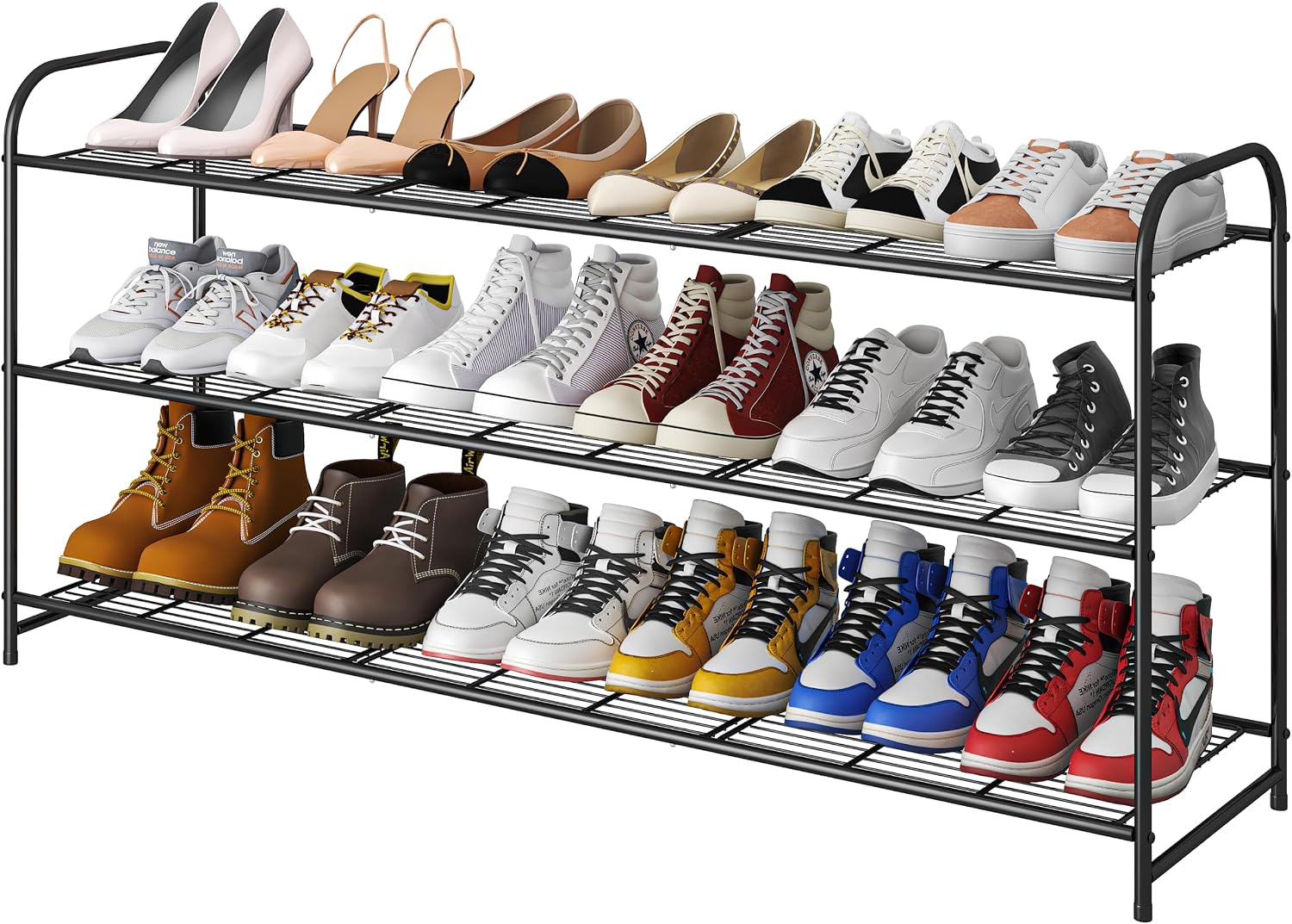 Ekisemio Extra Long 3-Tier Metal Wire Shoe Rack Organizer