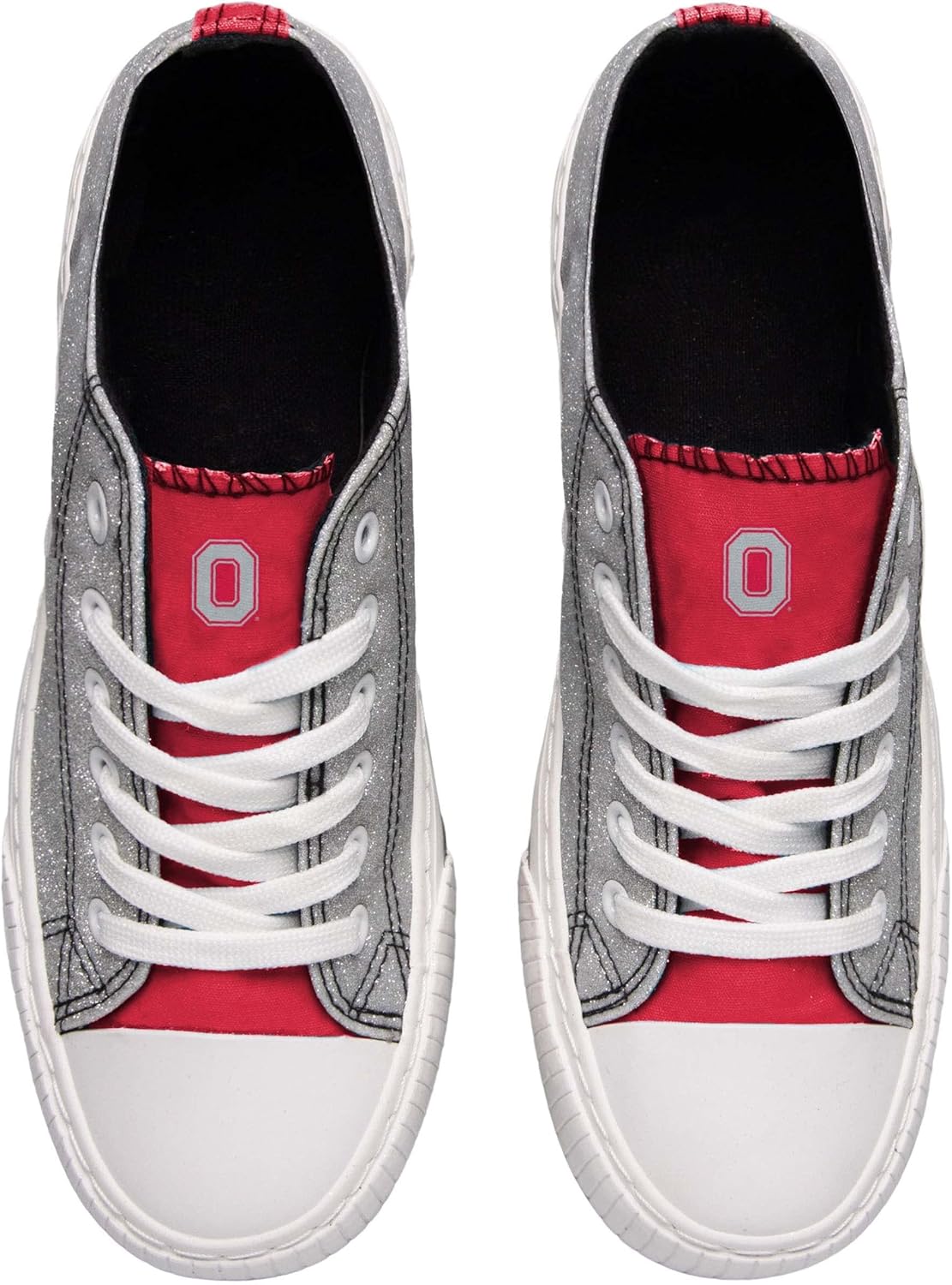 FOCO Womens NCAA College Team Logo Glitter Fashion Low Top Canvas Sneakers Shoes