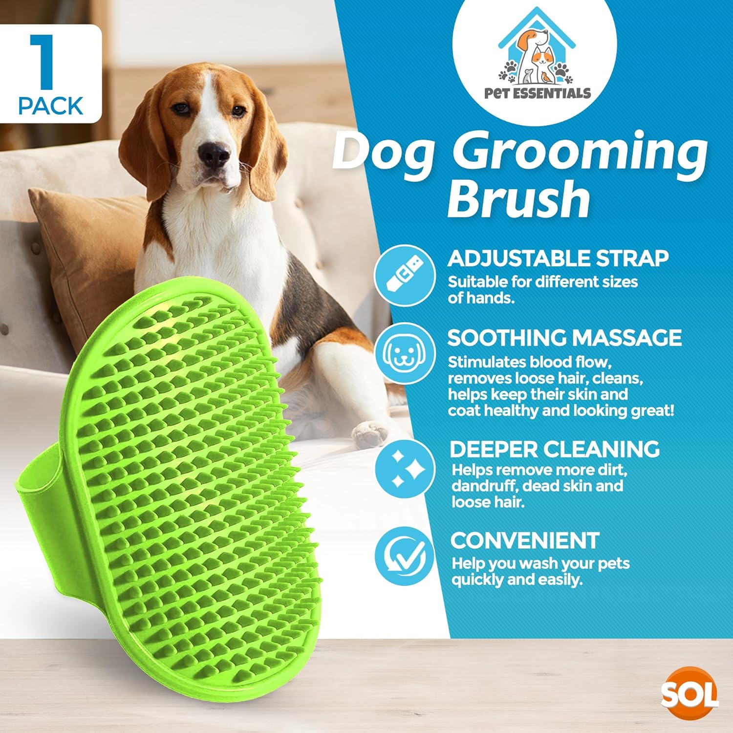 1pk Pet & Dog Brushes for Grooming | Soft Silicone Dog Bath Brush | Dog Grooming Brush | Pet Grooming Brush Bath | Dog Shampoo Brush | Pet Grooming Bath Brush | Pet Brush | Dog Shower Brush, Dog Brush 4