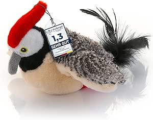 PetTec - Plush Toy Woodpecker Cat Toy Interactive for Self-Employment - Plush Toy Cat Movable & Rechargeable with USB-C Including Catnip - Awakens Hunting Instinct with Beep and Wing Strike asin的图片