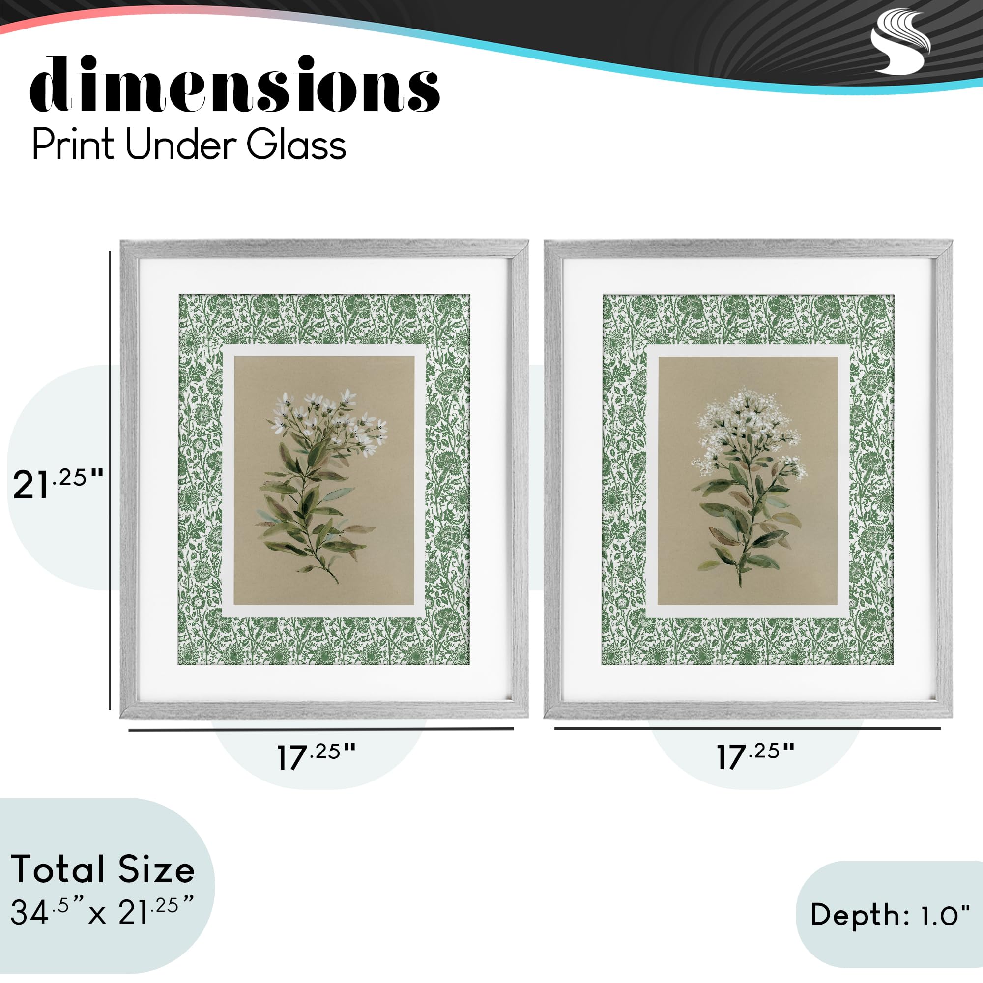 Botanical Patterned Florals, set di stampa con cornice, 43,2 x 53,3 cm