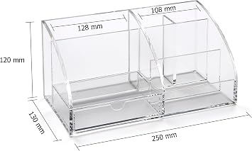 Osco Clear Acrylic Desk Organiser,130mm x 250mm x 120mm