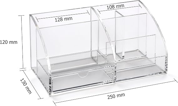 Osco Clear Acrylic Desk Organiser,130mm x 250mm x 120mm