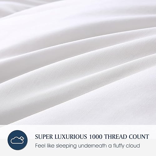 Miniatura 2 de Blue Ridge Home Fashions Edredón de plumón alternativo Comforloft de algodón egipcio de 1000 hilos, tamaño matrimonialqueen, blanco