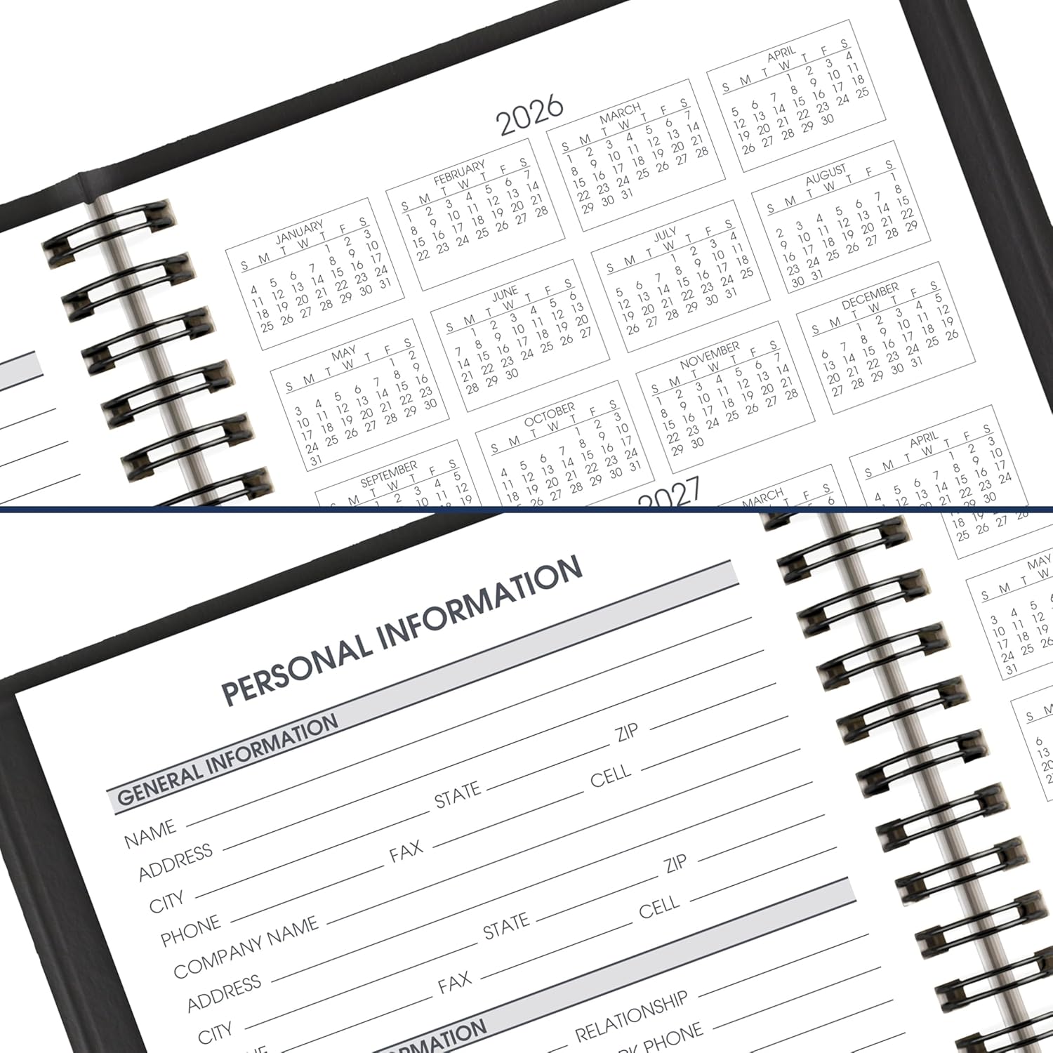 AT-A-GLANCE Planner 2026-2027 Daily Academic 12-Month July-June, Quarter-Hourly Appointment Book, 5" x 8", Black (7080705)