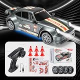 HappyGoLucky Voiture Télécommandée Drift, 1:24 Mini RC Drift Car, 2.4GHz, 4WD, 10-15KM/H, Mini Voiture Télécommandée avec Lumière LED, RC Jouet Garcon 3-12 Ans - Cadeaux de Noël Enfants - 8