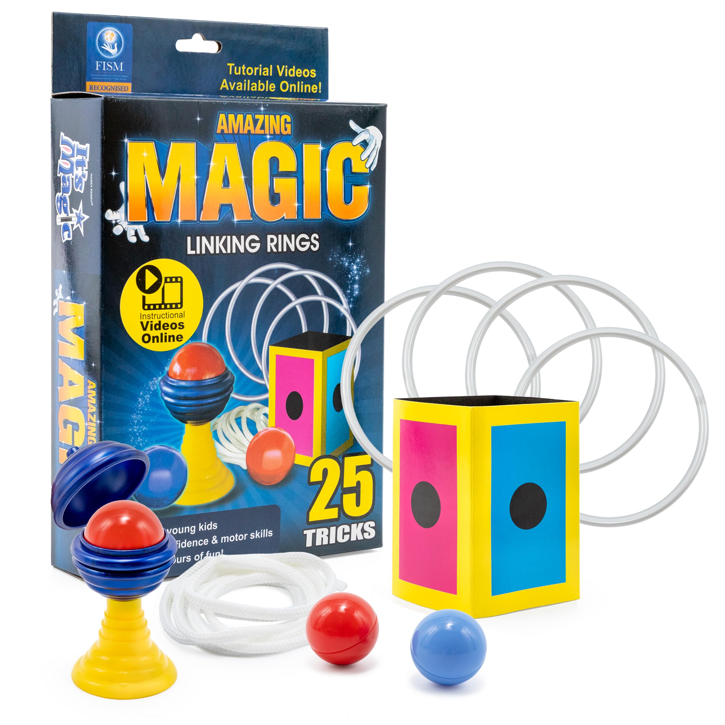 Amazing Magic Linking Rings - 25 Easy to Learn Magic Tricks - It's Magic by Hanky Panky Toys - Linking Rings, Balls, & Rope - for Kids & Teens Age 6+ - Instructional Videos Online, Medium