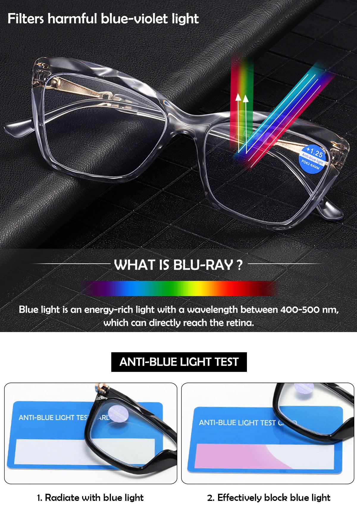 KOOSUFA Moda Occhi di Gatto Anti Luce Blu Occhiali Da Lettura Donna Cateye Occhiali Con Montatura In Corno Computer Lettori +1.0 +1.25 +1.5 +1.75 +2.0 +2.5 +3.0
