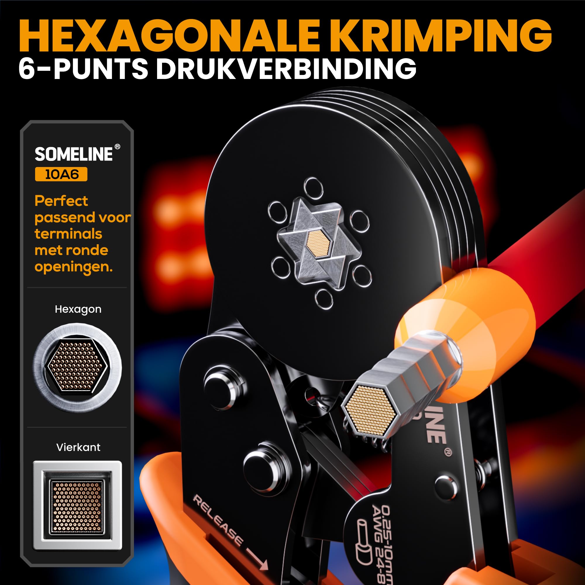SOMELINE Krimptang Kabelverbinderset, 3 Types [0,34-6mm²] Stootverbinderset, Kabelschoenen, Krimpverbinders voor Kabelmoffen Krimptang,Perstang, Kabelschoentangenset