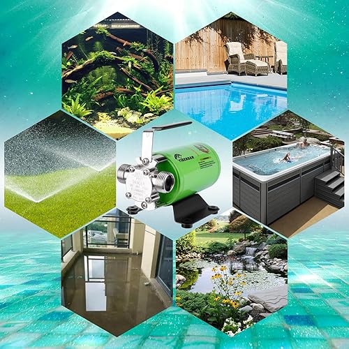 Miniatura 7 de TIGEROAR Bomba de agua de 12 V, bomba de transferencia de agua de 330 GPH para autocaravana, bomba de estanque de lluvia con manguera de succión de