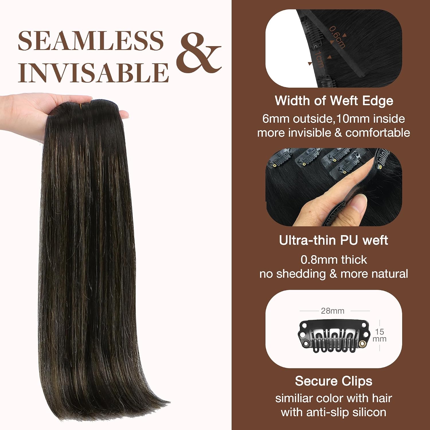 GOO GOO Clip in Hair Extensions Real Human Hair, Remy Human Hair Extensions Clip ins for Women, Natural Human Hair, 14inch 130g 9Pcs, 1B/16/1B Balayage Natural Black to Light Blonde thumbnail