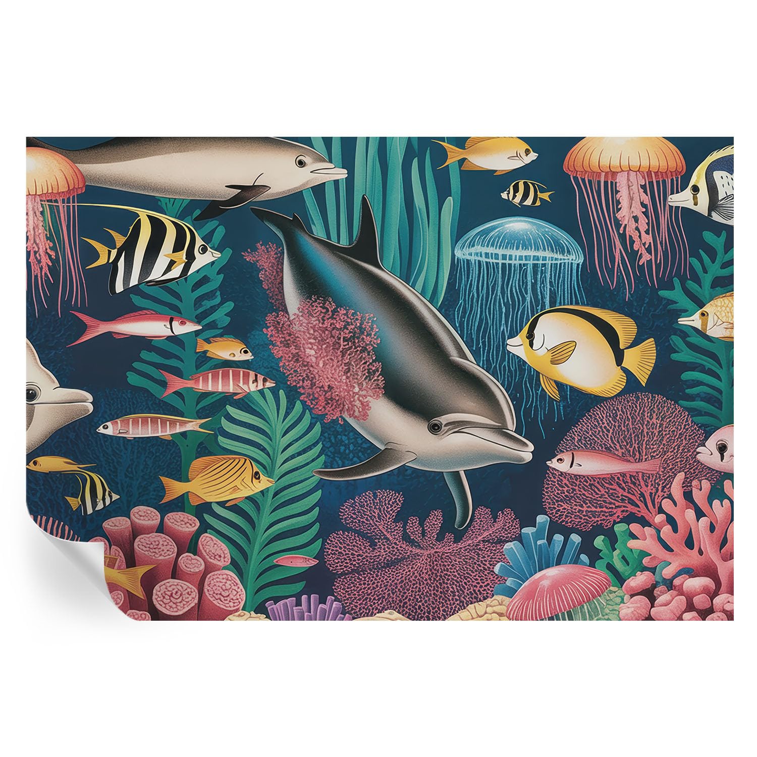 Murales de fauna submarina 152x104 cm para tapar imperfecciones de pared