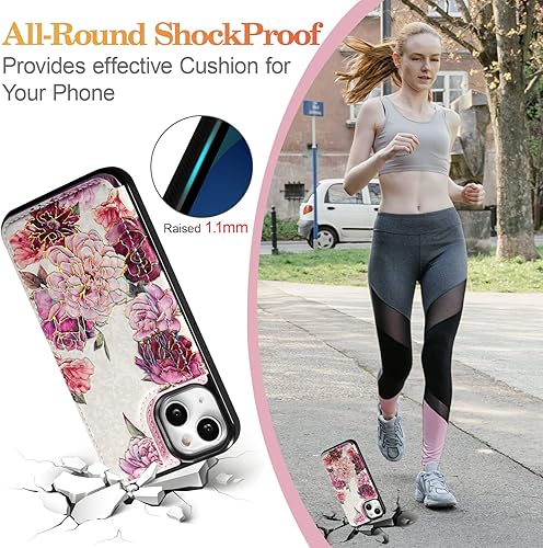 Miniatura 223 de UEEBAI Funda tipo cartera para iPhone 15 Pro Max con tarjetero, cubierta de cuero PU con soporte, bloqueo RFID, doble cierre magnético, relieve de