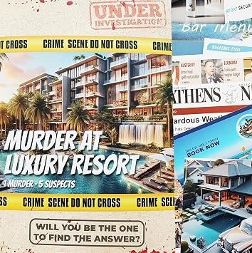 DETECTIVE GAME UNSOLVED MYSTERY MURDER - COLD CASE FILES INVESTIGATION DETECTIVE CLUES/EVIDENCE - SOLVE THE CRIME - FOR INDIVIDUALS, DATE NIGHTS & PARTY GROUPS MURDER AT A LUXURY RESORT