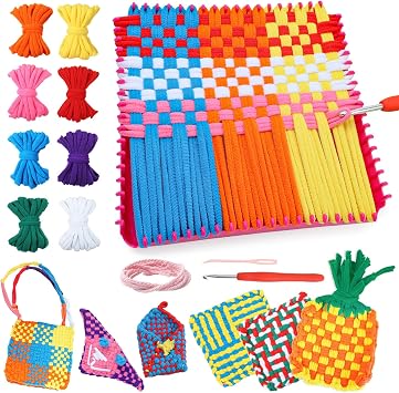 DDAI Weaving Loom Craft Kit for Kids Ages 612, Knitting Potholder & Woven Crafts Set with Colorful Loops and Crochet Hooks, Hands-On Creative Activity for Girls and Adults, Birthday or Holiday Gift