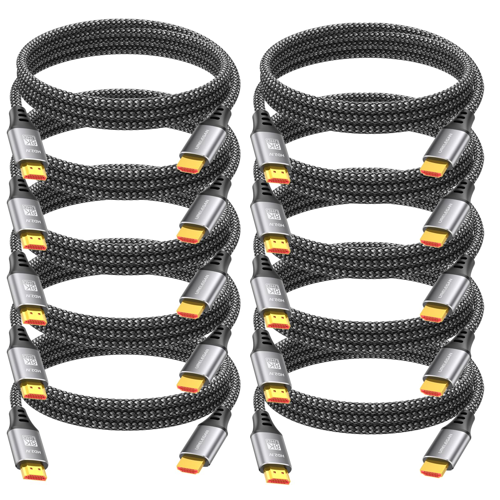 Cable HDMI 10K 8K de 10 pies, cable HDMI 2.1 de alta velocidad 48 Gbps, /4K a 144 Hz/120 Hz/240 Hz/8 K a 60 Hz a 240 Hz con eARC/ARC, HDCP2.3/2.2, 3D HDR10+ para PC, HDTV, monitor, proyector