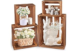 Decorative Wood Crate With 4 Nesting Pieces