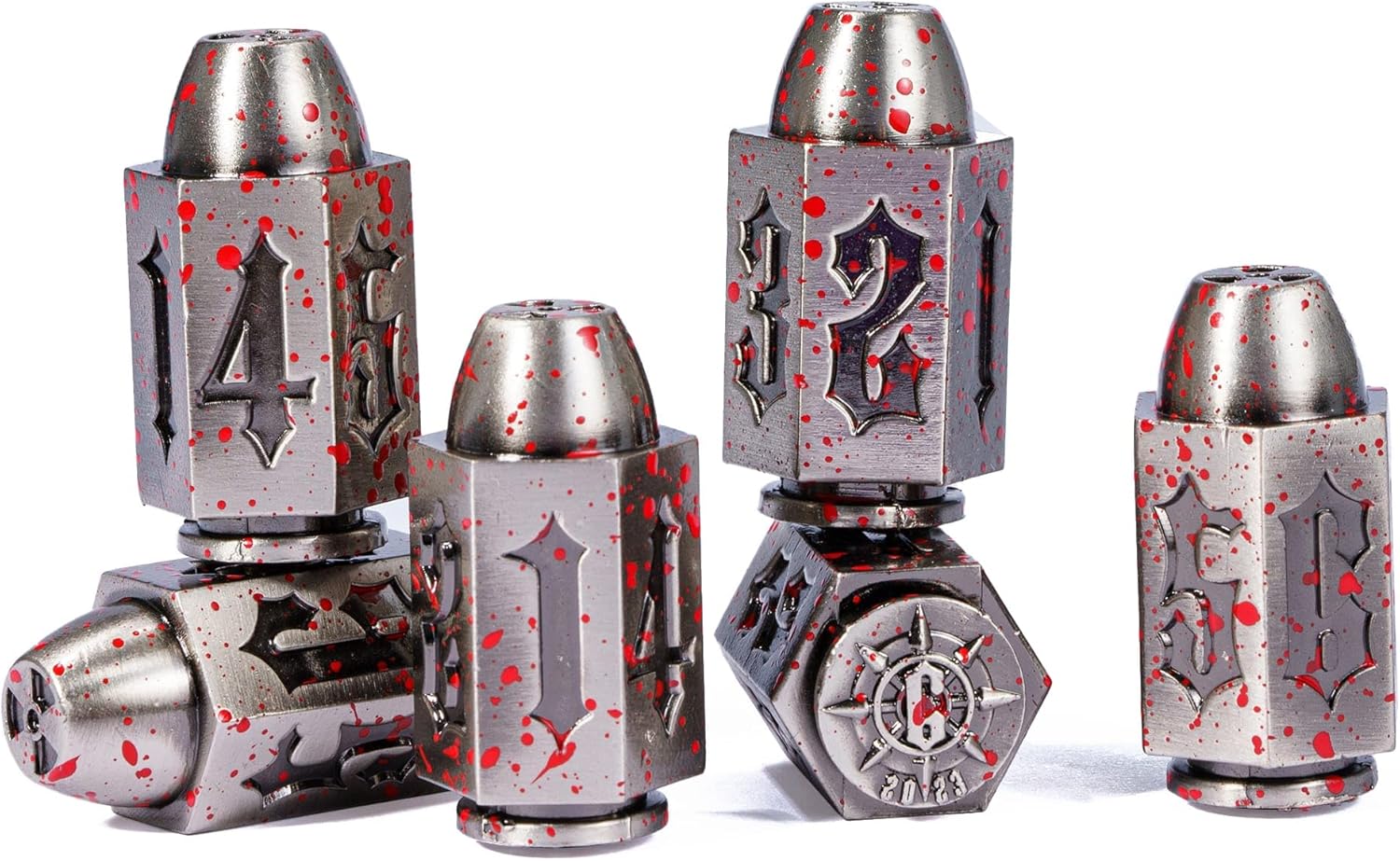 Bullet Dice Set of 6 Pieces D6 Dice, 6 Sized Die for Dungeons and Dragons Role Playing Games/DND Accessories Gifts (Bloodstained)